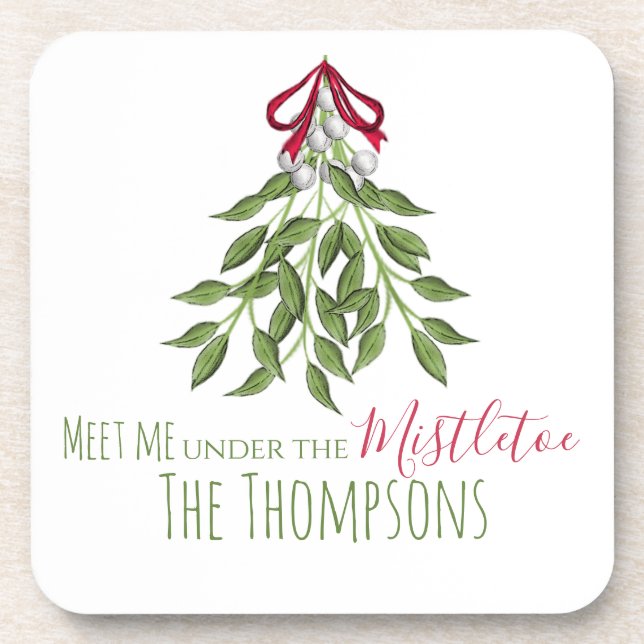 Merry Mistletoe with White Berries Coaster (Front)