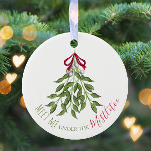Merry Mistletoe with White Berries Photo Ceramic Ornament