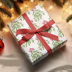 Merry Mistletoe with White Berries Wrapping Paper