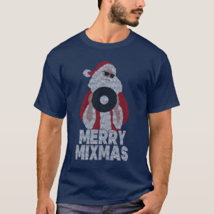 Merry Mixmas Vinyl DJ Santa Claus Father Christmas T-Shirt