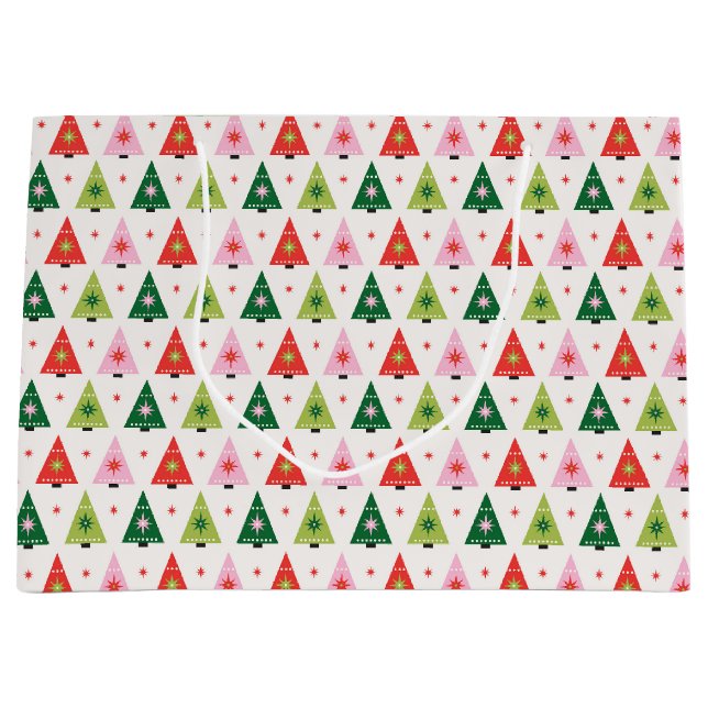 Merry & Mod Retro Christmas Tree Large Gift Bag (Front)