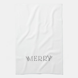 MERRY - Modern Holiday - Black and White Towel