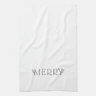 MERRY - Modern Holiday - Black and White Towel