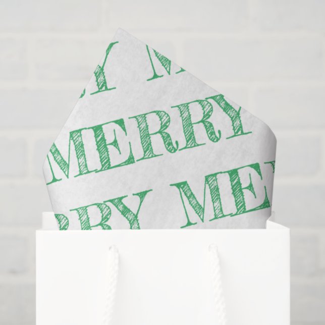 MERRY Modern Text Christmas Holiday Fun Tissue Paper (Gift Bag)