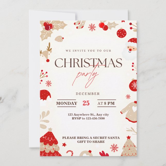 Merry Moments Elegant Christmas Party Invitations (Front)