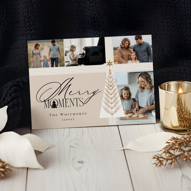 Merry Moments Family Photo Collage  Holiday Card (Merry Moments Family Photo Collage Holiday Card)