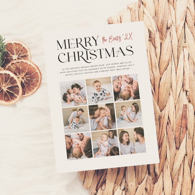 Merry Moments | Modern Christmas 9 Photo Collage Holiday Card (Creator Uploaded)