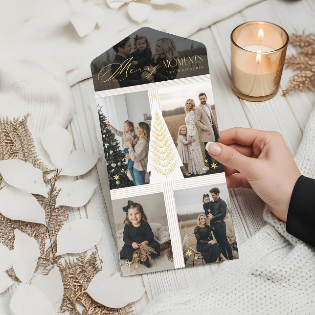 Merry Moments Photo Collage Elegant Evergreen Tree All In One Invitation (Merry Moments Photo Collage Elegant Evergreen Tree All In One Invitation)