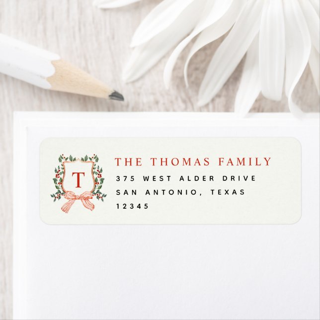 MERRY MONOGRAM HOLIDAY ADDRESS RETURN ADDRESS LABEL (Insitu)