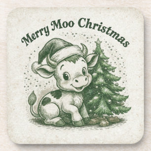 Merry Moo Christmas Coaster