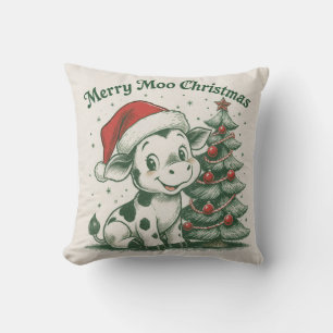 Merry Moo Christmas Cushion