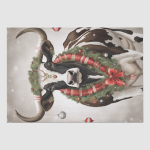 Merry Moo-mas: Cow Dressed for Christmas Decoupage Tissue Paper