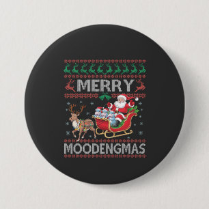 Merry MooDengmas Moo Deng Christmas Santa Hippo 7.5 Cm Round Badge