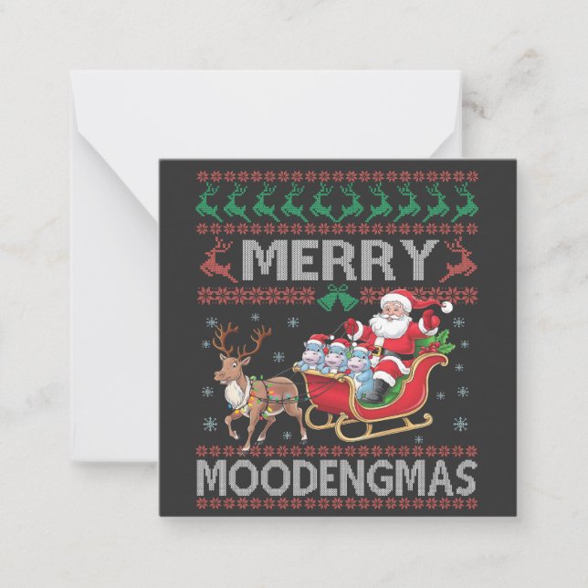 Merry MooDengmas Moo Deng Christmas Santa Hippo Card (Front)