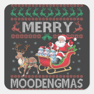 Merry MooDengmas Moo Deng Christmas Santa Hippo Square Sticker