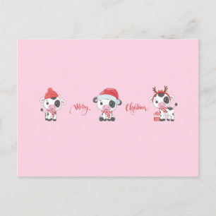 Merry Moos (Baby Cows) Christmas Holiday Postcard