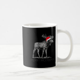 Merry Moosemas Christmas Moose With Santa Hat Coffee Mug