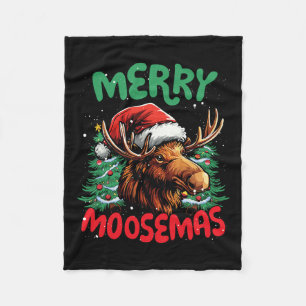 Merry Moosemas Funny Christmas Duck Lover Fleece Blanket