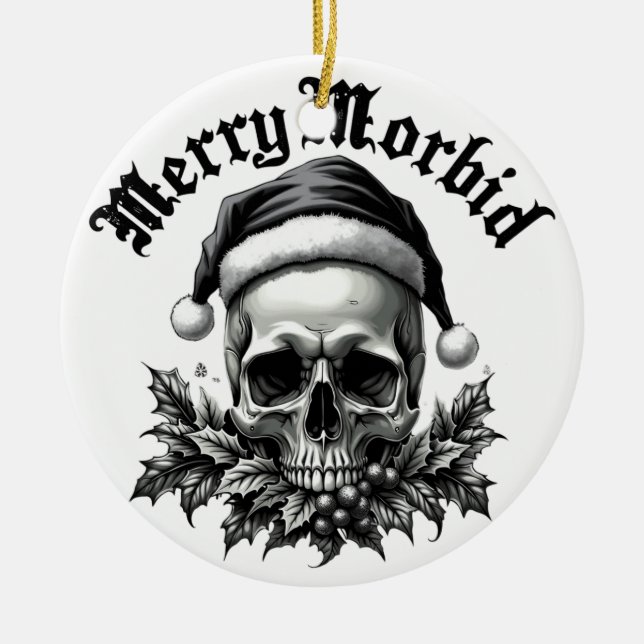 Merry Morbid Gothic Skull Ornament (Front)