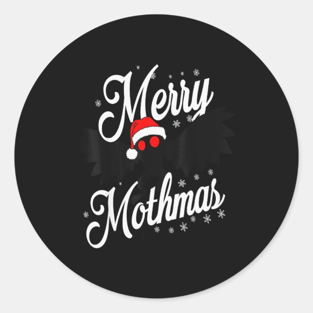 Merry Mothmas Santa Mothman Cute Mothman Christmas Classic Round Sticker (Front)