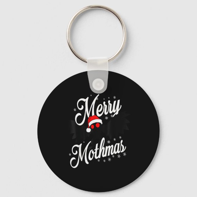 Merry Mothmas Santa Mothman Cute Mothman Christmas Key Ring (Front)