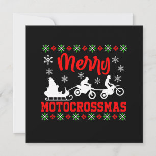 Merry Motocrossmas Motorcycle Santa Claus Ugly Xma Invitation