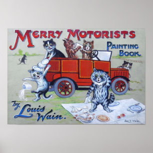 Merry Motorists Painting Book, Louis Wain Poster