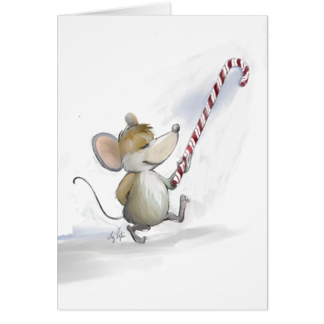 Merry Mouse Moe Holiday Blank Card (Front)
