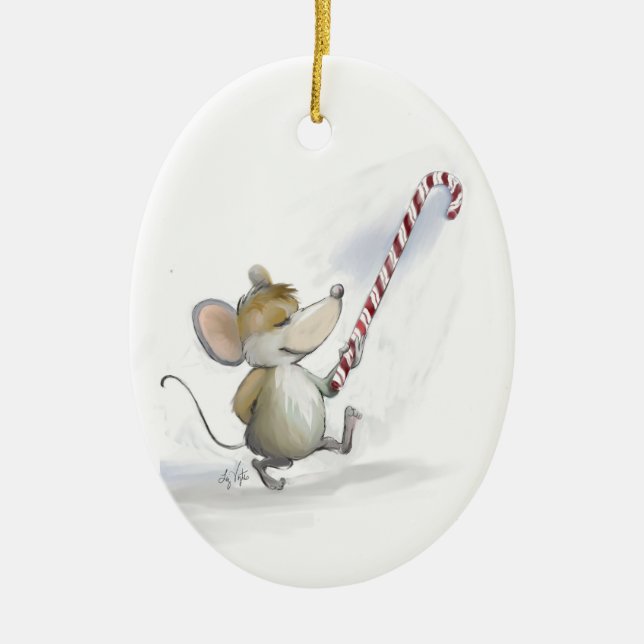 Merry Mouse Moe Oval Ornament (Front)