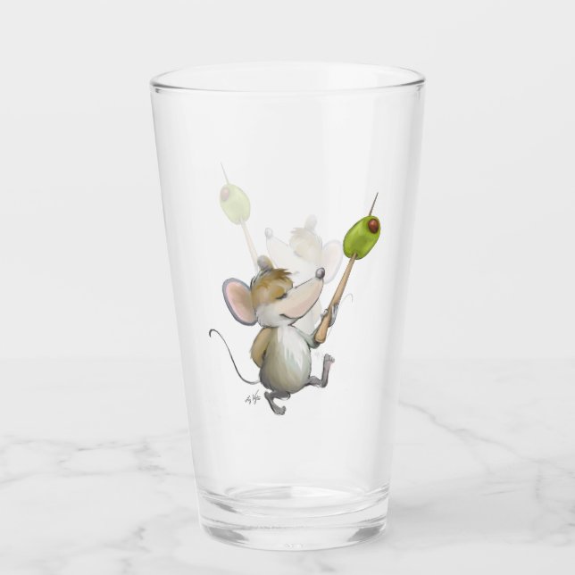 Merry Mouse Moe with Olive Glass Cup (Front)