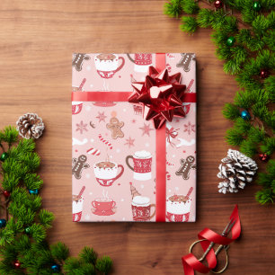 Merry Mugs & Gingerbread Joy: Pink Holiday Bliss Wrapping Paper