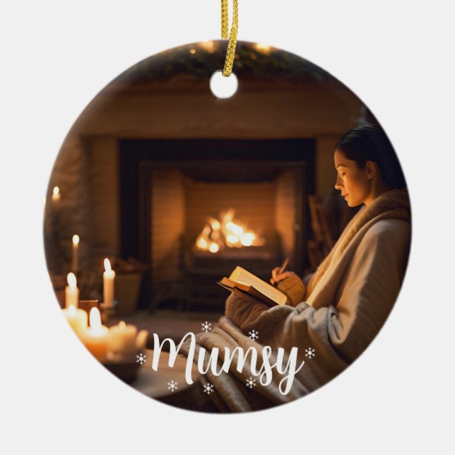 Merry & Mumsy, Cosy Holiday Moments Ceramic Ornament (Front)