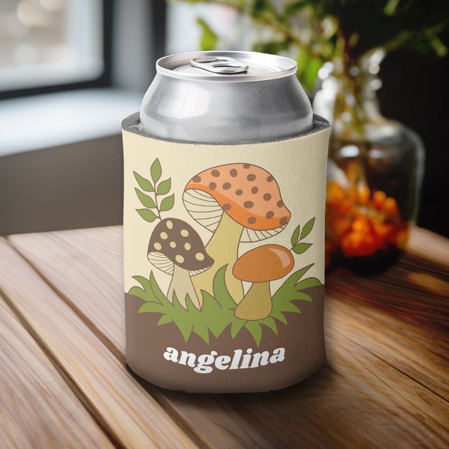 Merry Mushroom with Custom Name Can Cooler (Custom Can Cooler)