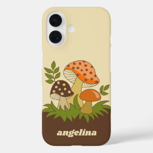 Merry Mushroom with Custom Name iPhone 16 Case