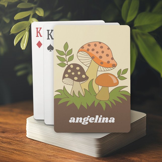 Merry Mushroom with Custom Name Playing Cards (Personalized playing cards)