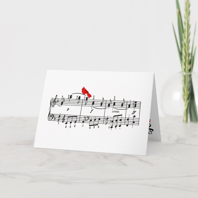 Merry Music Cardinal Christmas Greeting Card (Front)