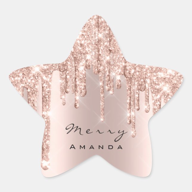 Merry Name 16th Bridal Rose Glitter Spark Stars Star Sticker (Front)