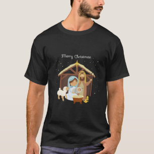 Merry Nativity Scene Christian Faith T-Shirt