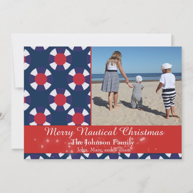 Merry Nautical Christmas Holiday Card (Front)