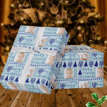Merry Navy Interfaith Cute Chrismukkah Photo Wrapping Paper<br><div class="desc">Add your pictures to this cute holiday Merry Happy Chrismukkah photo wrapping paper in a festive pattern of dark navy blue Menorahs and Christmas trees on a pastel blue background for truly personalised gift wrap. This adorable custom gift wrap is perfect for blended interfaith families who celebrate both Hanukkah and...</div>