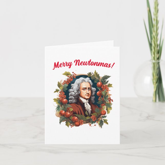Merry Newtonmas! Atheist Secular Holiday Christmas Card (Front)