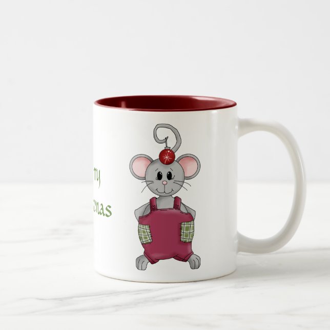 Merry Night Before Christmas Mouse Two-Tone Coffee Mug (Right)