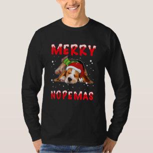 Merry Nopemas Beagle Nope Lazy Pyjamas Christmas T-Shirt