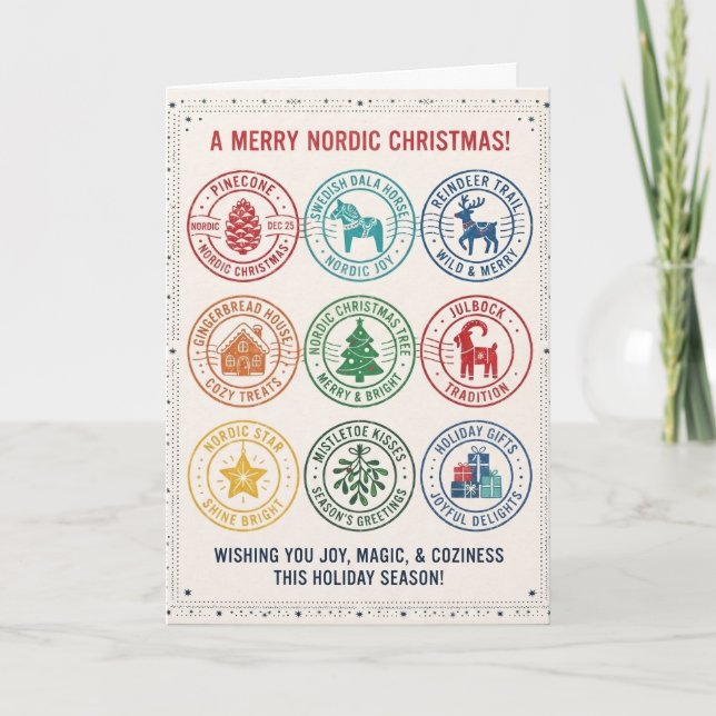 Merry Nordic Christmas Icon Card (Front)