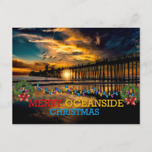 Merry Oceanside Christmas Holiday Postcard