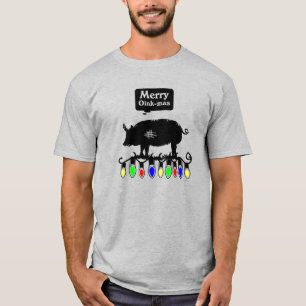 Merry Oink-Mas- Black T-Shirt