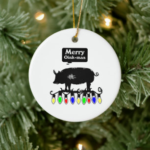 Merry Oink-Mas Ceramic Ornament