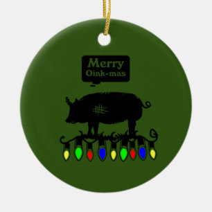 Merry Oink Mas Ceramic Ornament