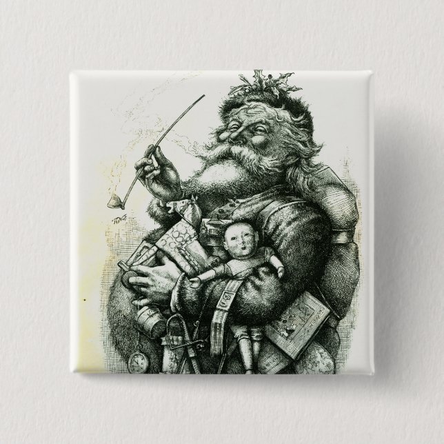 Merry Old Santa Claus 15 Cm Square Badge (Front)