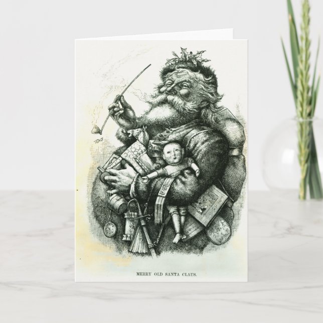 Merry Old Santa Claus Holiday Card (Front)